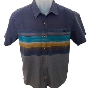 O'NEILL Blue & Gold Striped Collared Shirt Men S Small Tailored Fit